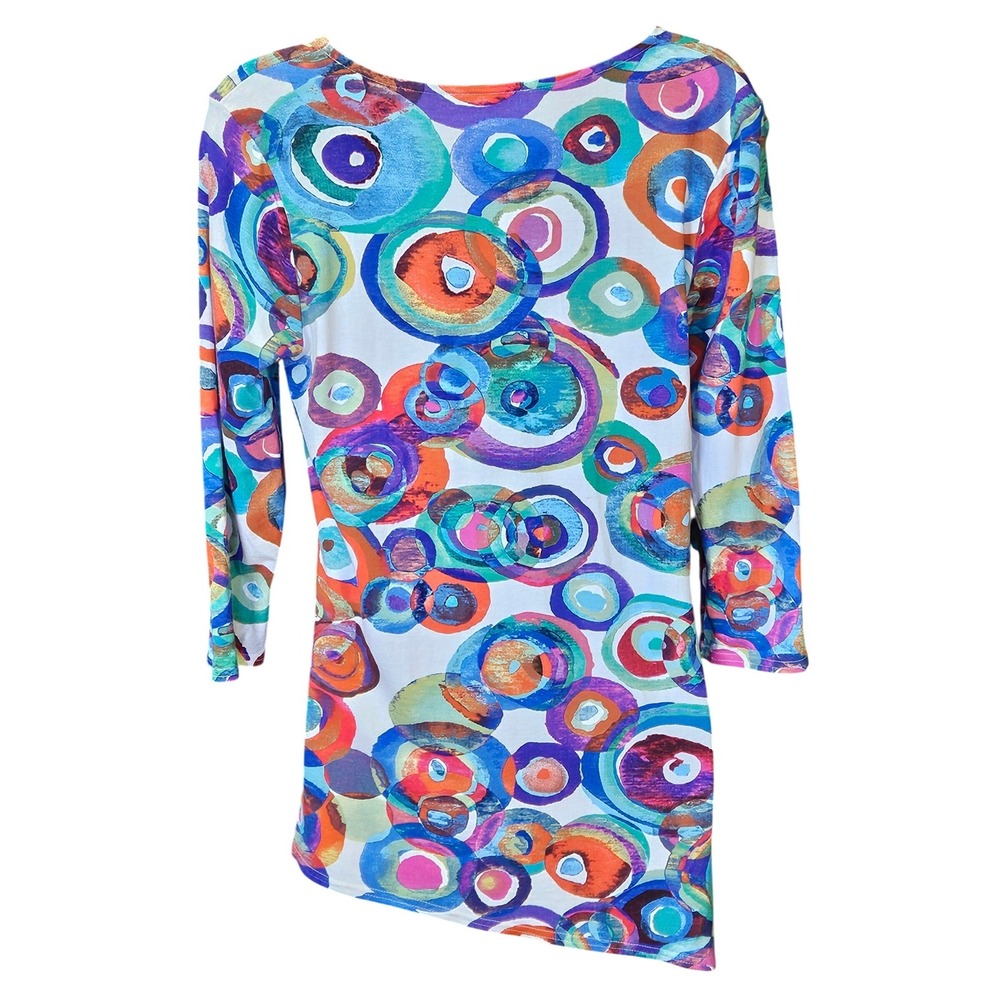 Peck & Peck Abstract Colorful Print Vibrant Artsy Multicolor Shirt Boho Chic S - Picture 2 of 8